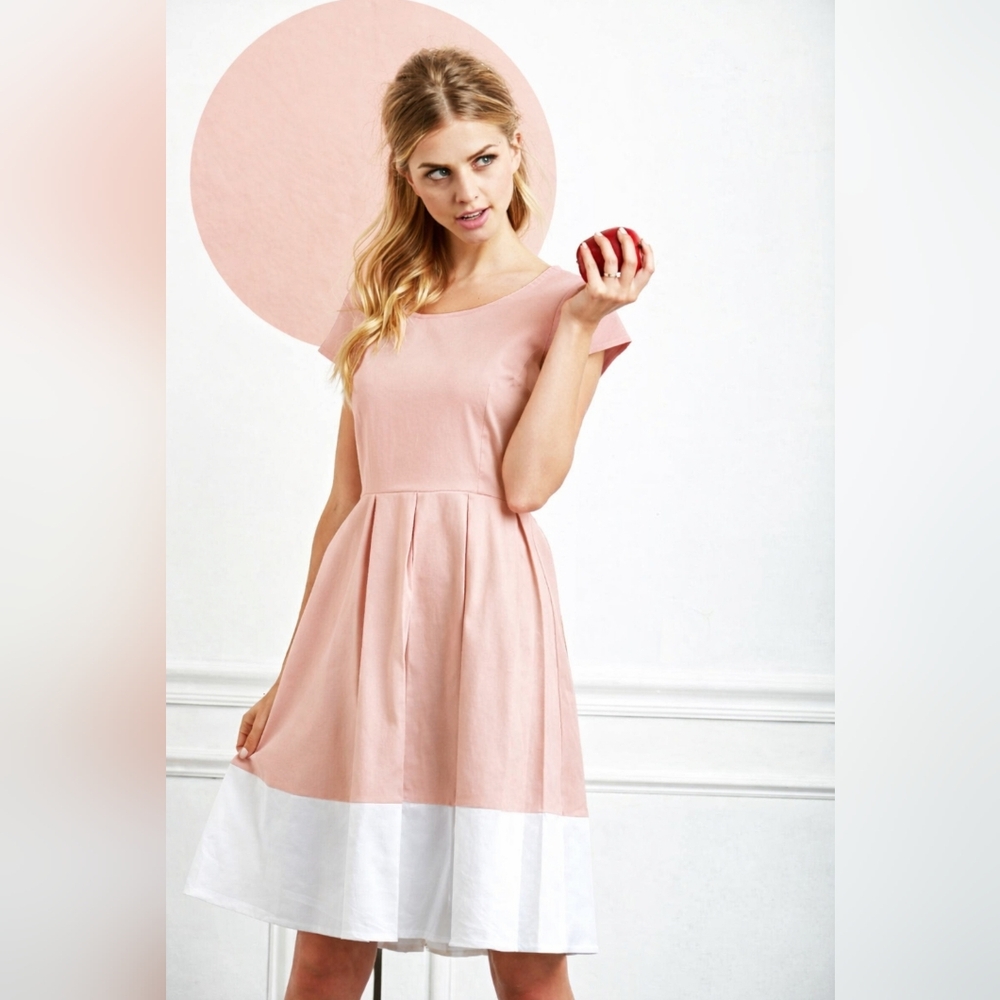Shabby Apple Pink Blush Two-Tone Women's A-Line Dress